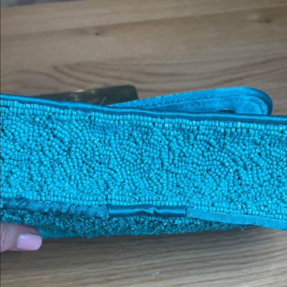 Rachel Zoe Vibrant Turquoise and Red Beaded Clutch - Picture 7 of 7